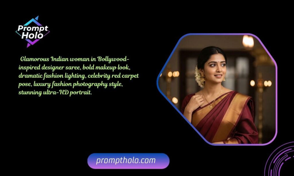 Celebrity Inspired Saree Portrait Prompt
