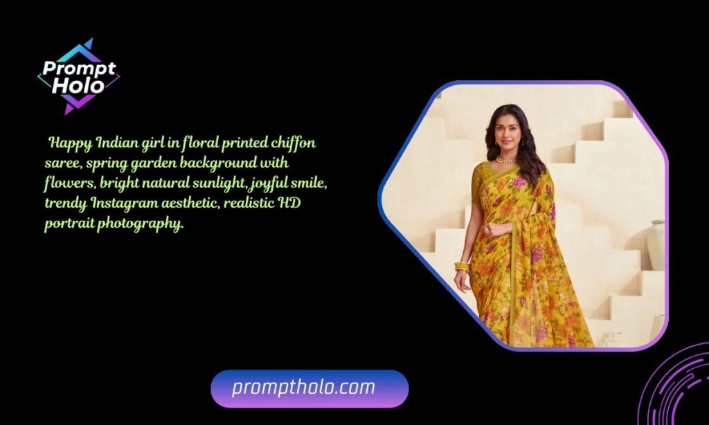 Floral Print Saree Trendy Look