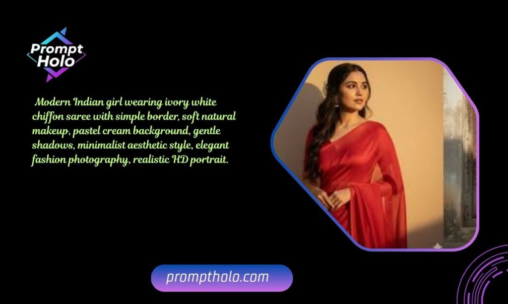 Minimal Aesthetic Saree Look Prompt