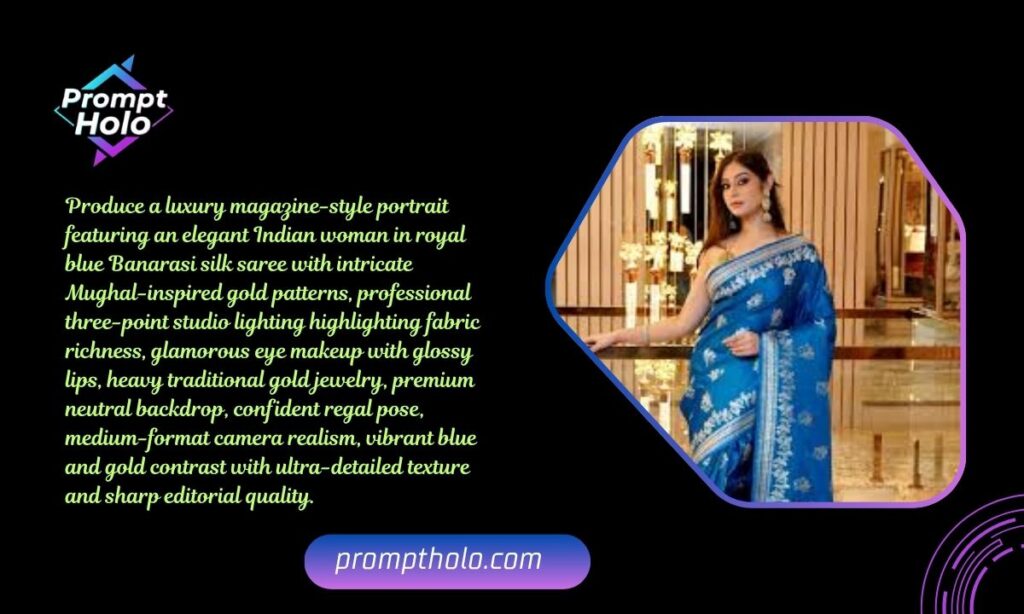 _Royal Blue Banarasi Saree Studio Shot