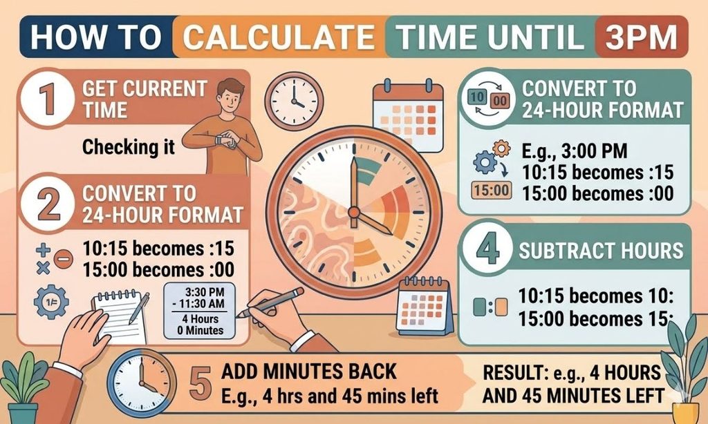 How to Calculate Time Until 3PM