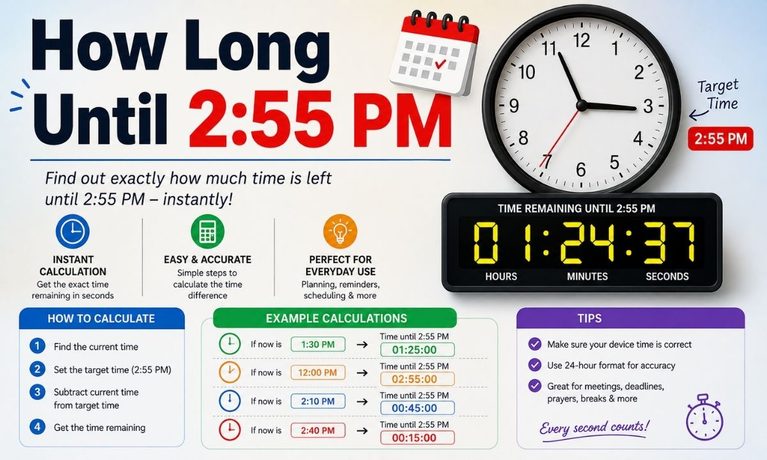 How Long Until 255 PM Quick Countdown, Time Left, and Full Breakdown