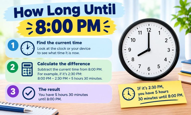 How Long Until 8PM Quick Answer, Countdown, and Simple Time Math