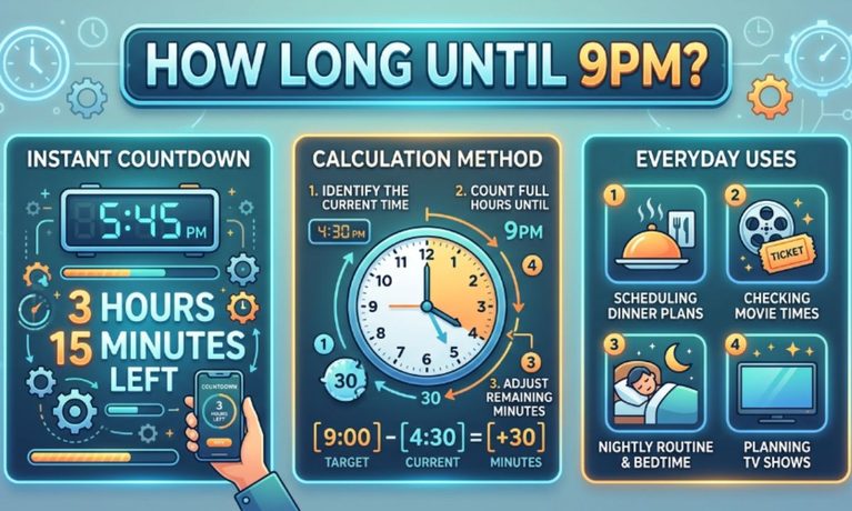 How Long Until 9PM Instant Countdown, Calculation Method, and Everyday Uses