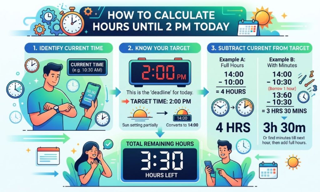 How to Calculate Hours Until 2 PM Today