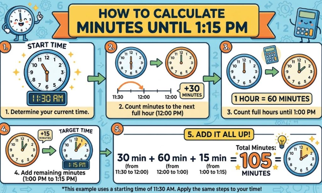 How to Calculate Minutes Until 115 PM