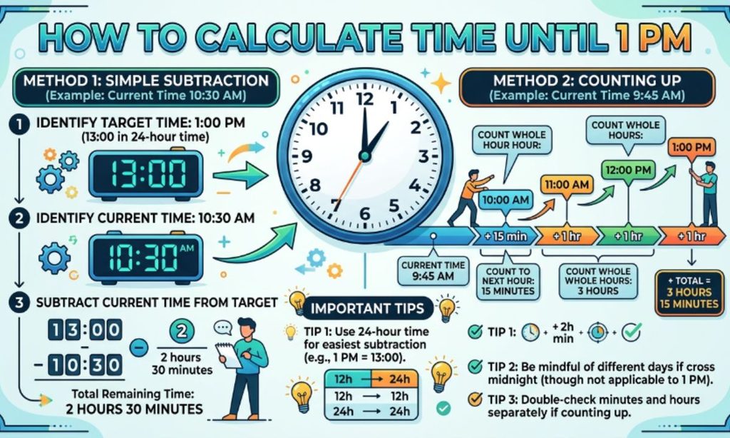 How to Calculate Time Until 1 PM