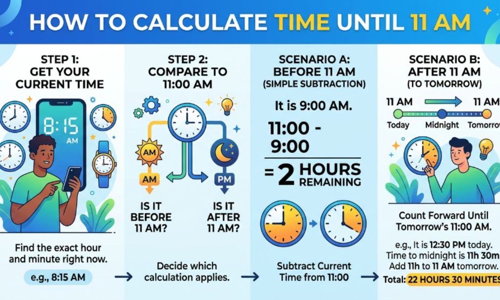 How to Calculate Time Until 11 AM