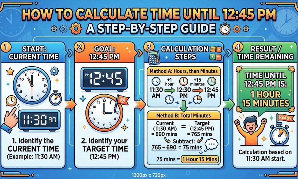 How to Calculate Time Until 1245 PM