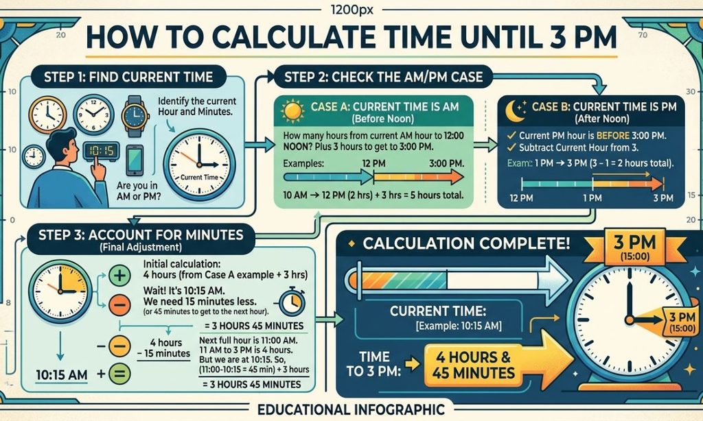 How to Calculate Time Until 3 PM