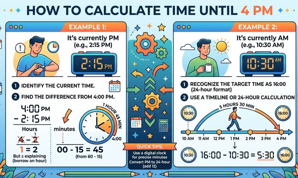How to Calculate Time Until 4PM