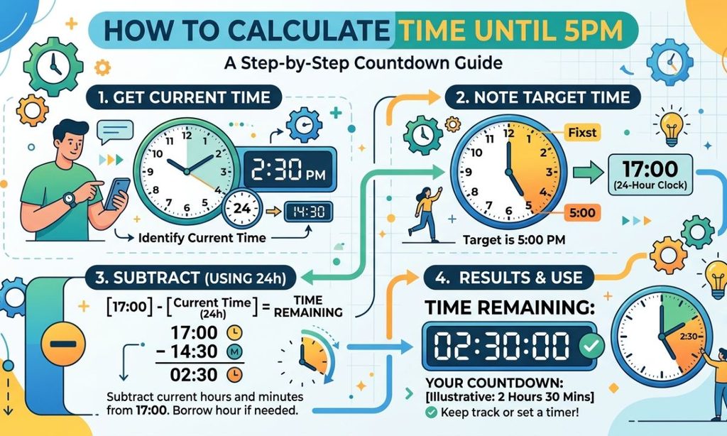 How to Calculate Time Until 5PM