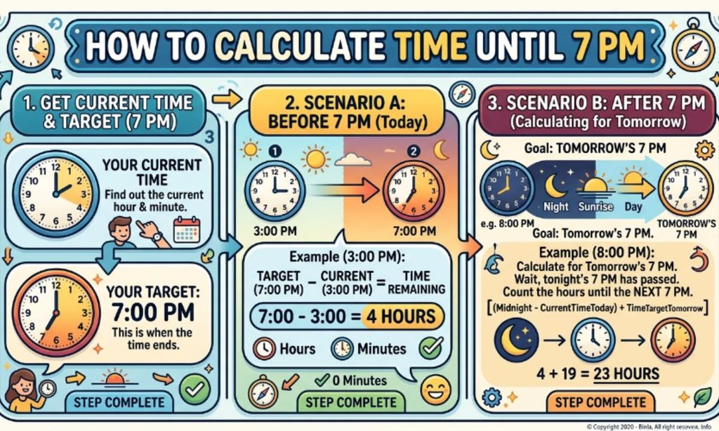 How to Calculate Time Until 7PM
