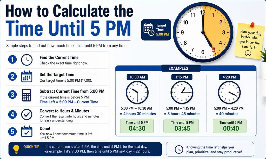 How to Calculate the Time Until 5 PM